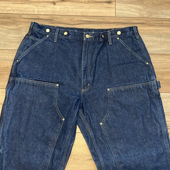 Men's Carhartt Double Knee Logger Jeans SZ 40x34 Blue B07 DNM Suspender Buttons - Picture 2 of 11